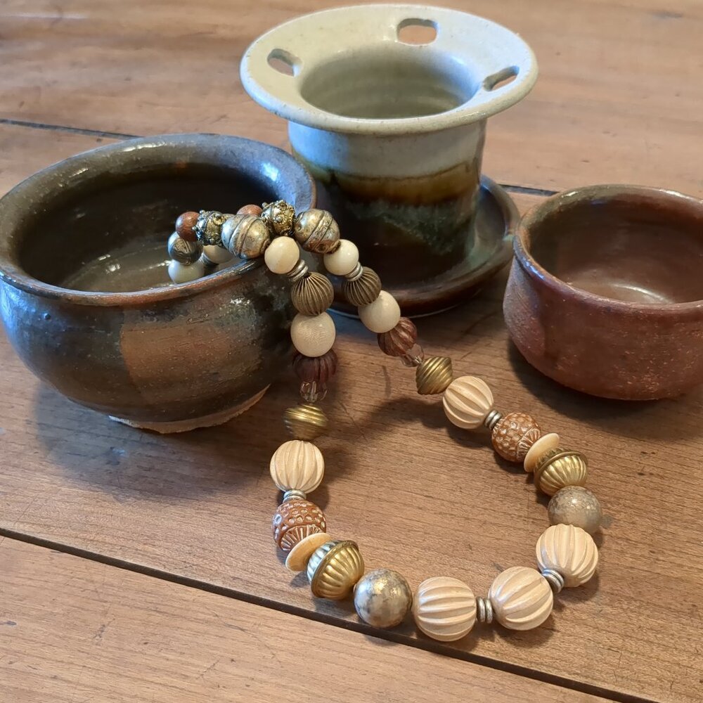Wood and Metal Bead Chunky Necklace